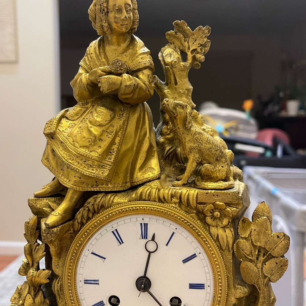 French Bronze-Dore Figural Mantel Clock 19th - Picture 2 of 16